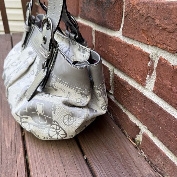 Coach Horse & Carriage Purse Shoulder Bag Gray Hobo - Picture 4 of 15